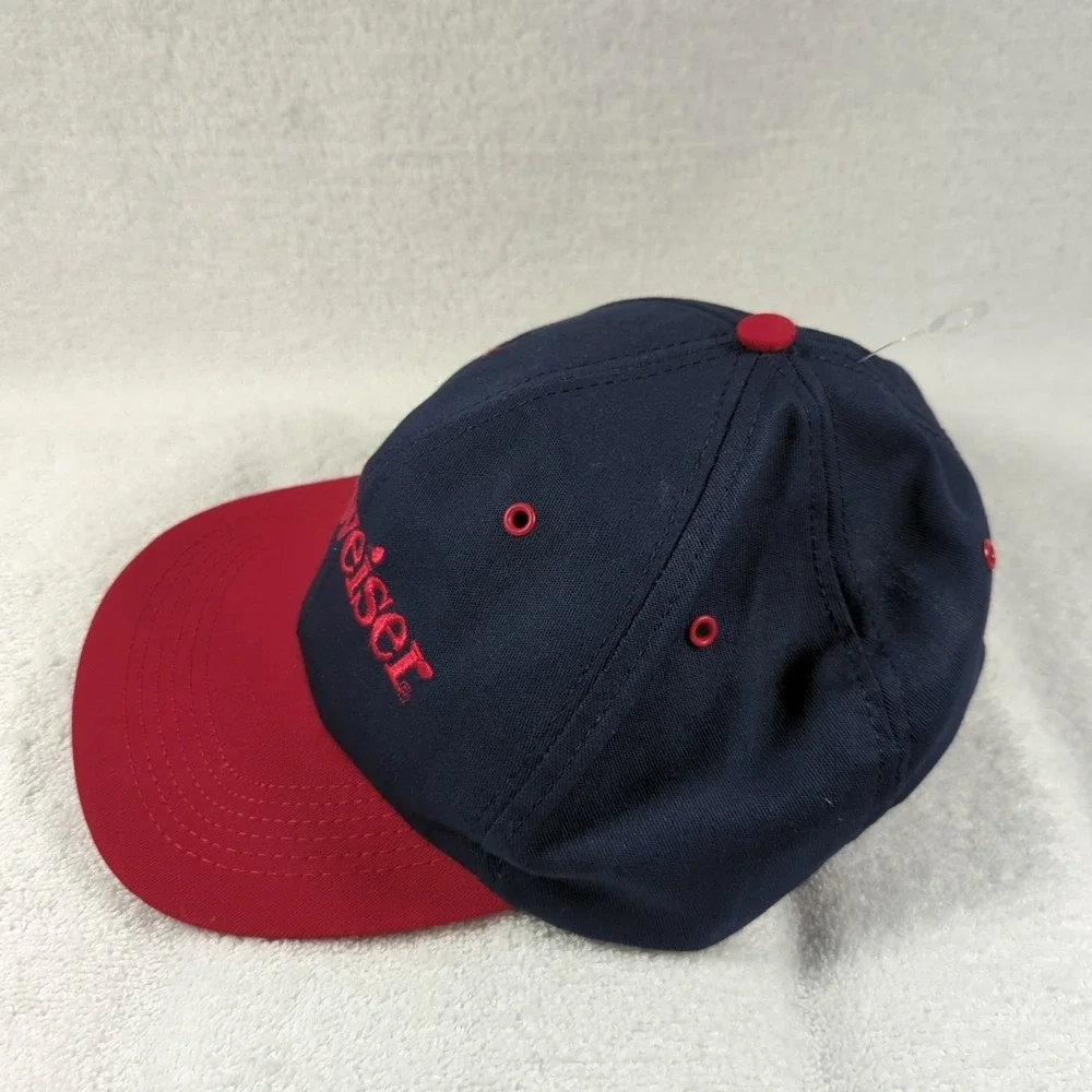 Vintage 90s Budweiser Snapback Hat Cap Blue Red Embroidered Made In USA